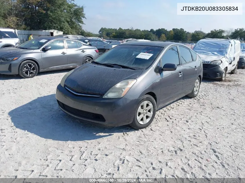 2008 Toyota Prius VIN: JTDKB20U083305834 Lot: 40660580