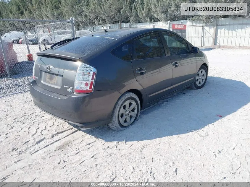 2008 Toyota Prius VIN: JTDKB20U083305834 Lot: 40660580