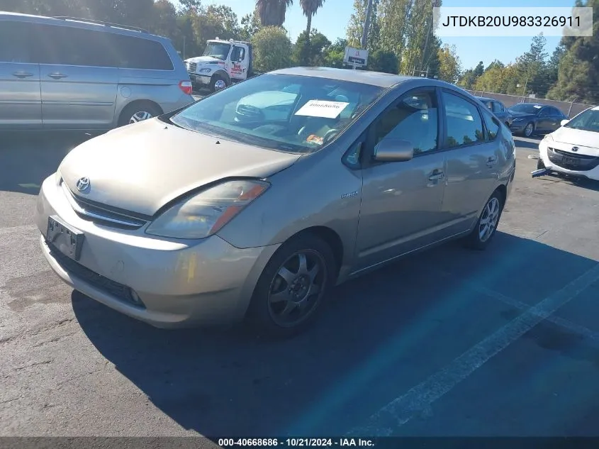 2008 Toyota Prius Touring VIN: JTDKB20U983326911 Lot: 40668686