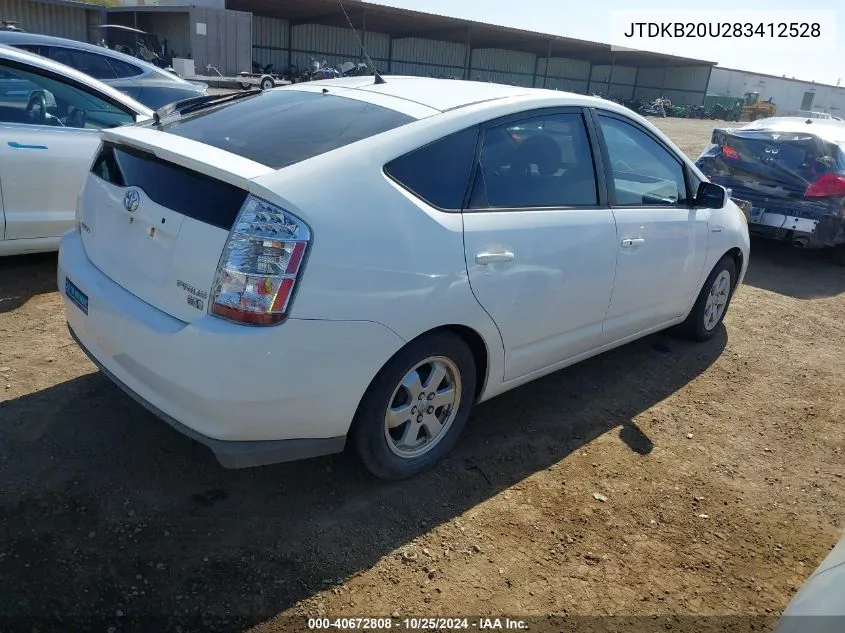 2008 Toyota Prius VIN: JTDKB20U283412528 Lot: 40672808