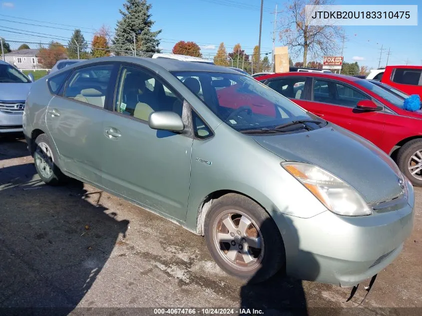 2008 Toyota Prius VIN: JTDKB20U183310475 Lot: 40674766