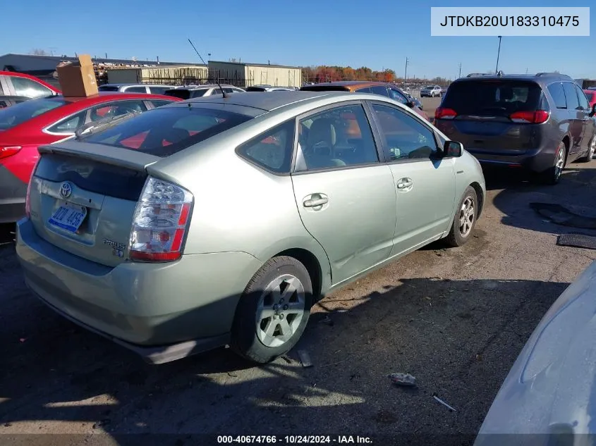 2008 Toyota Prius VIN: JTDKB20U183310475 Lot: 40674766