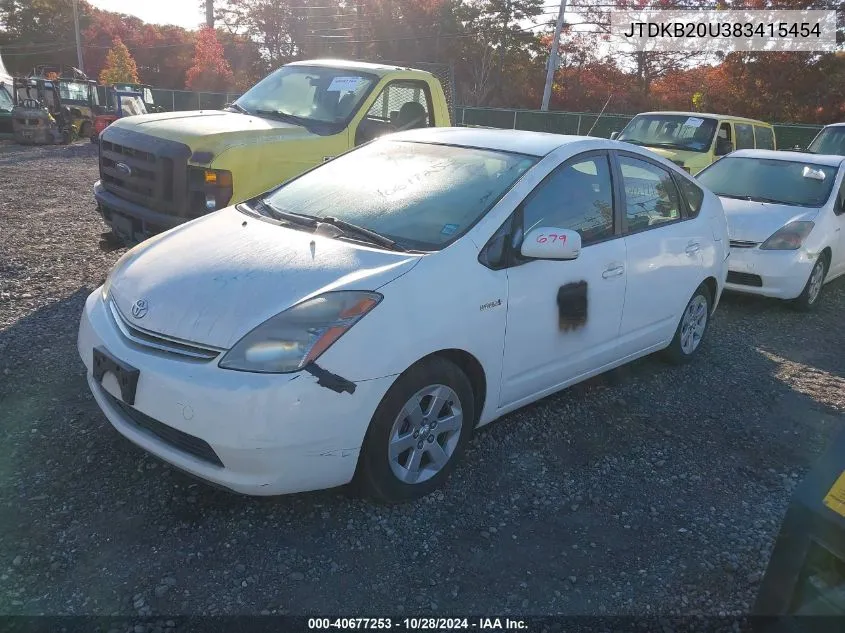 2008 Toyota Prius VIN: JTDKB20U383415454 Lot: 40677253