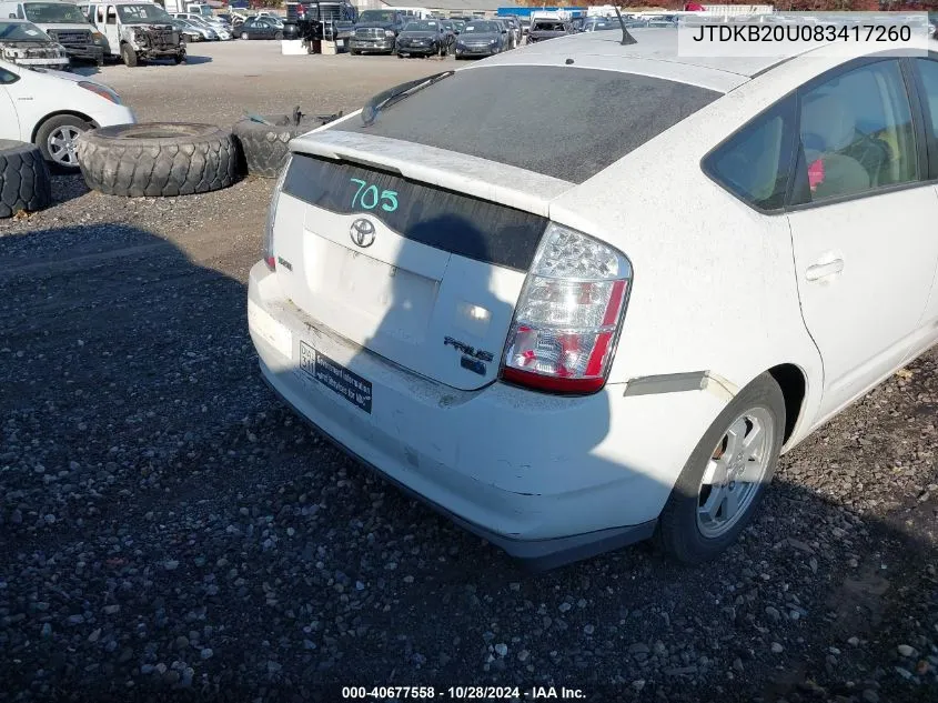 2008 Toyota Prius VIN: JTDKB20U083417260 Lot: 40677558