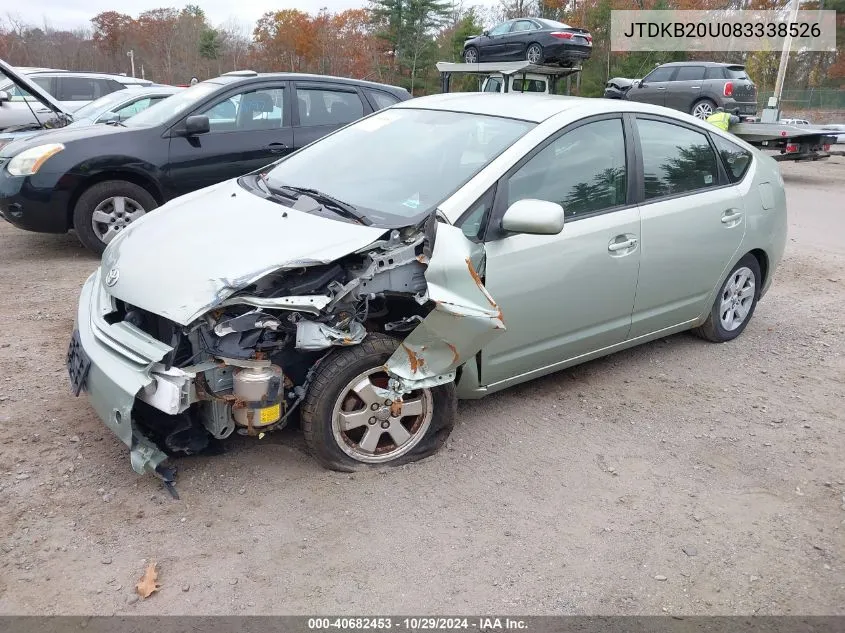 2008 Toyota Prius VIN: JTDKB20U083338526 Lot: 40682453