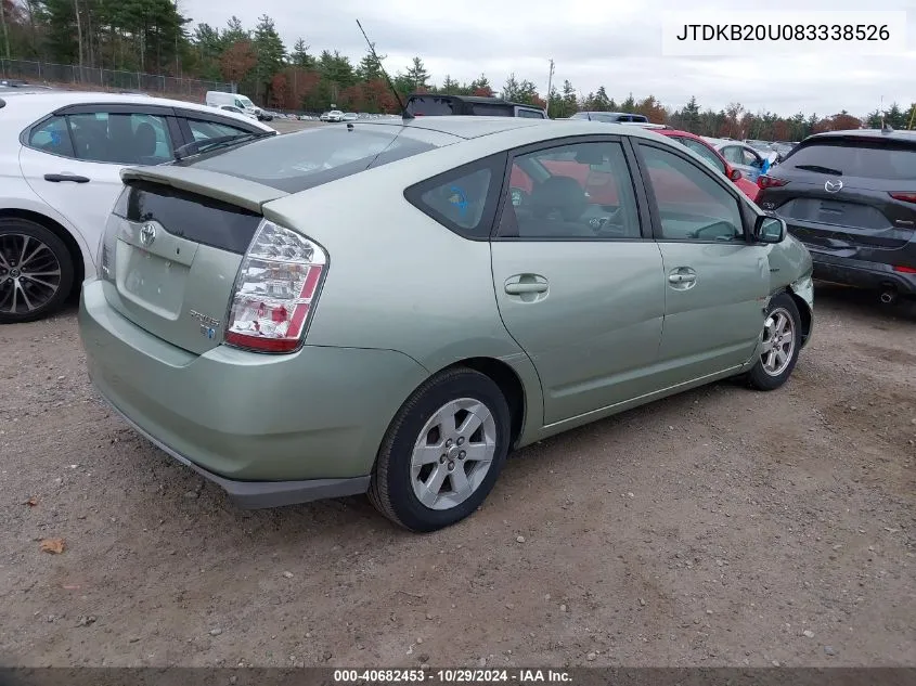 2008 Toyota Prius VIN: JTDKB20U083338526 Lot: 40682453