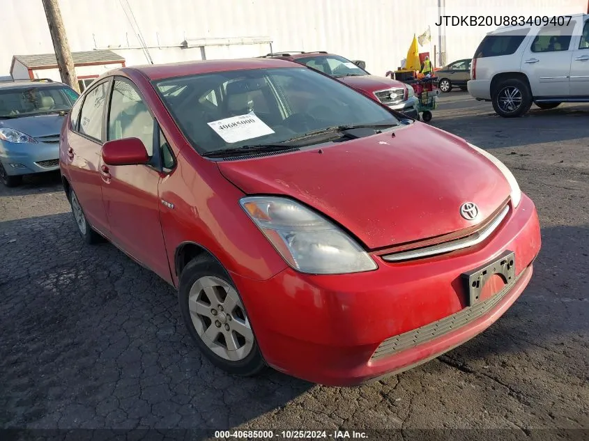 2008 Toyota Prius VIN: JTDKB20U883409407 Lot: 40685000