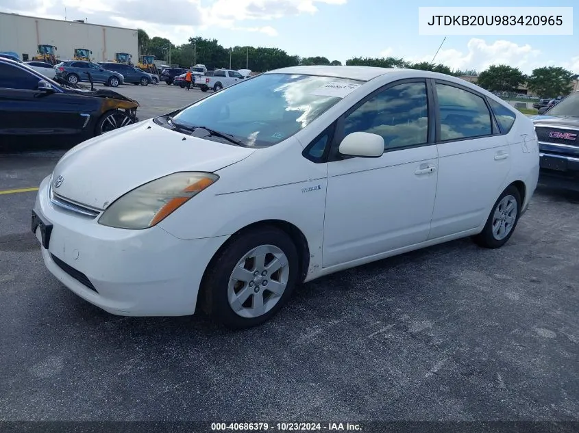 2008 Toyota Prius VIN: JTDKB20U983420965 Lot: 40686379