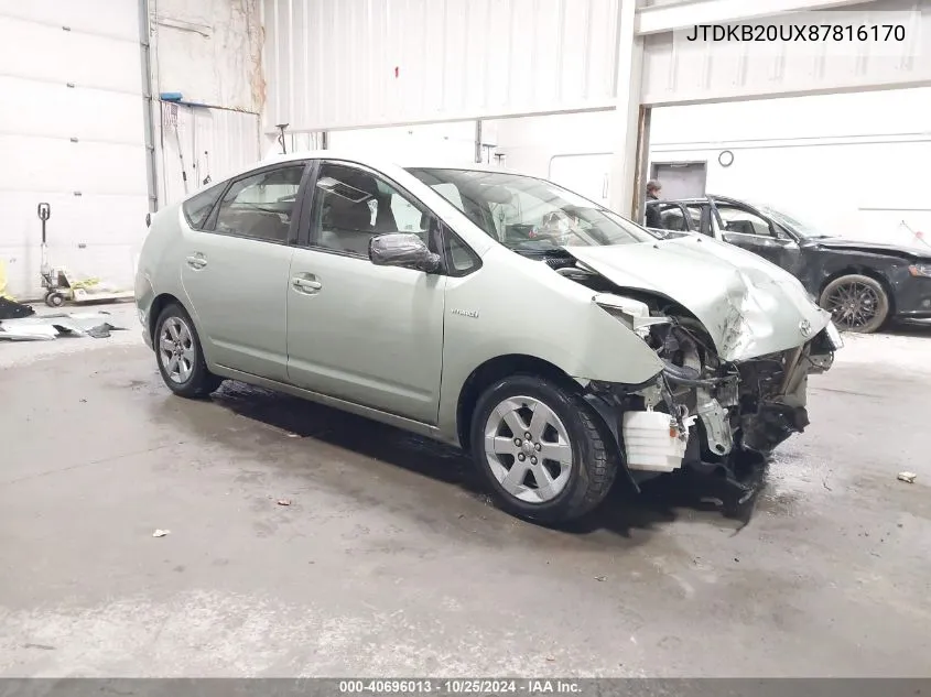 2008 Toyota Prius VIN: JTDKB20UX87816170 Lot: 40696013