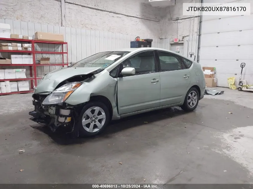 2008 Toyota Prius VIN: JTDKB20UX87816170 Lot: 40696013