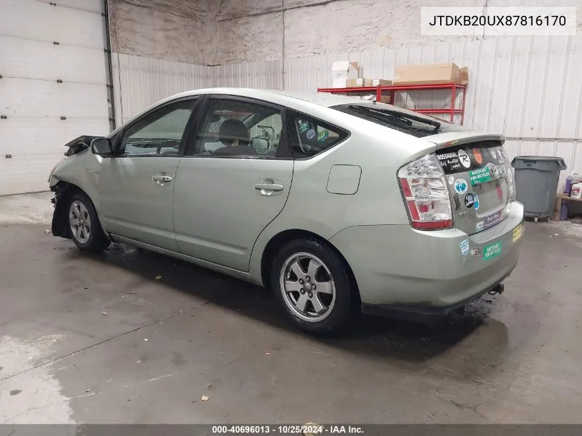 2008 Toyota Prius VIN: JTDKB20UX87816170 Lot: 40696013