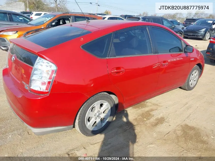 2008 Toyota Prius VIN: JTDKB20U887775974 Lot: 40711184