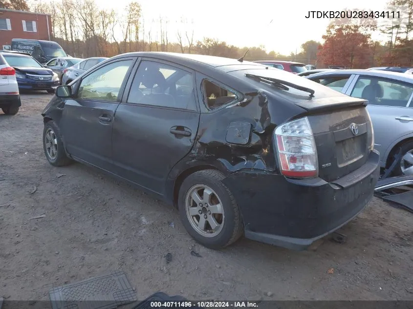 2008 Toyota Prius Standard VIN: JTDKB20U283434111 Lot: 40711496