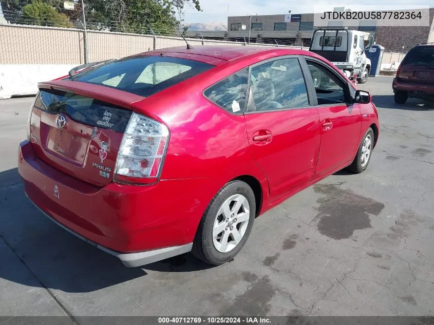 2008 Toyota Prius VIN: JTDKB20U587782364 Lot: 40712769