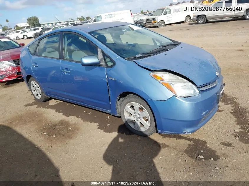 2008 Toyota Prius VIN: JTDKB20U987766040 Lot: 40717517