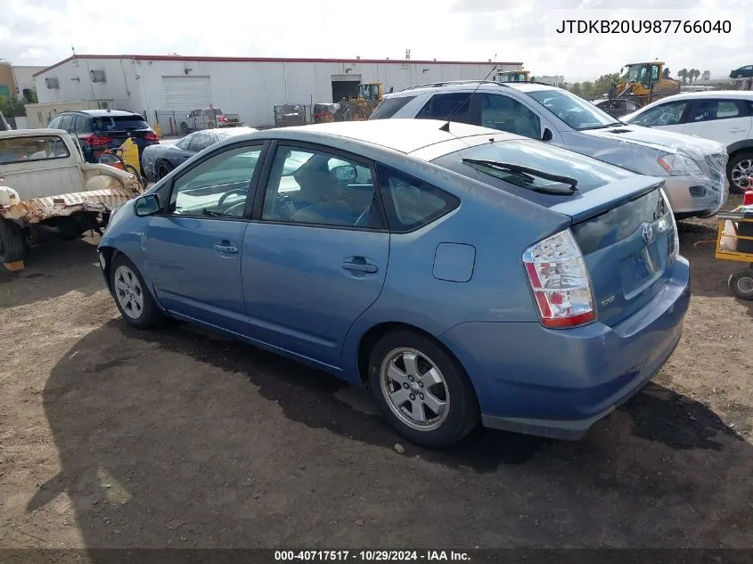 2008 Toyota Prius VIN: JTDKB20U987766040 Lot: 40717517