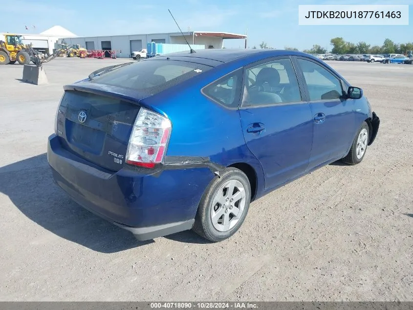 2008 Toyota Prius VIN: JTDKB20U187761463 Lot: 40718090