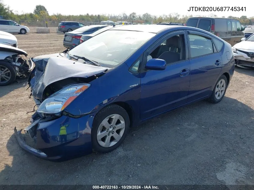 2008 Toyota Prius VIN: JTDKB20U687745341 Lot: 40722163