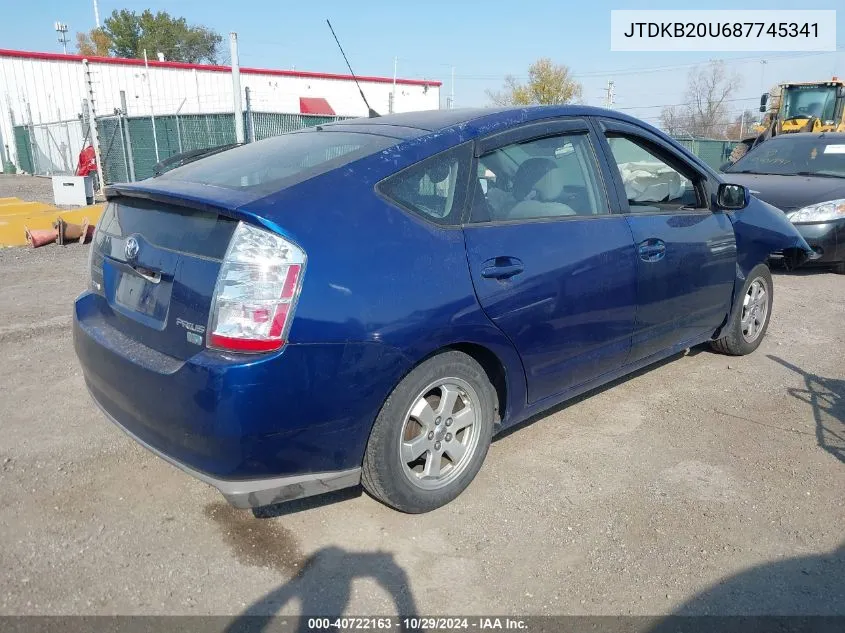 2008 Toyota Prius VIN: JTDKB20U687745341 Lot: 40722163