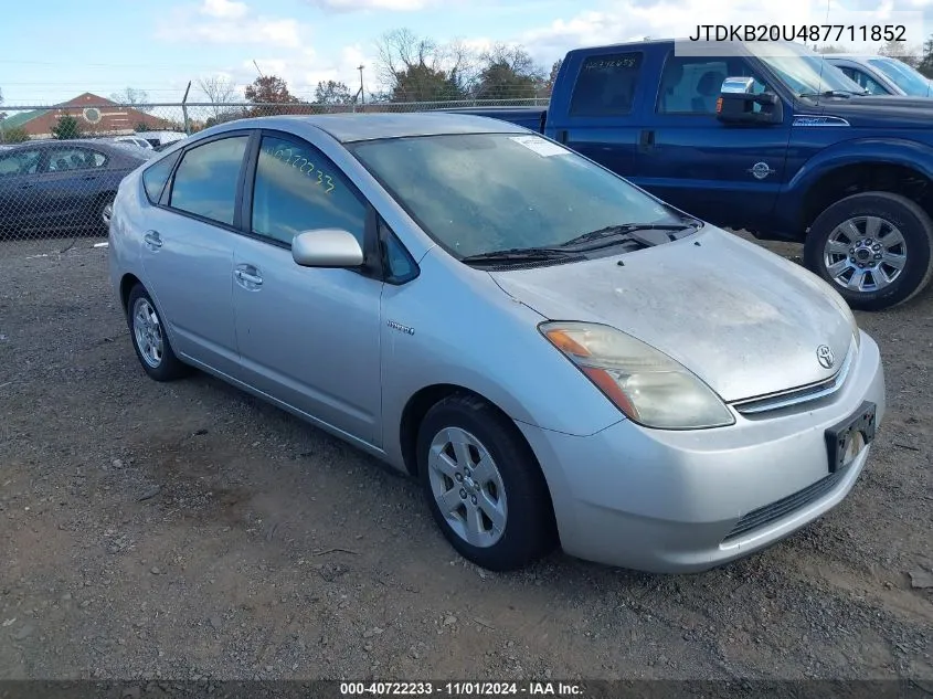 2008 Toyota Prius VIN: JTDKB20U487711852 Lot: 40722233