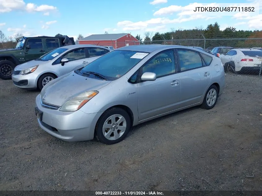 2008 Toyota Prius VIN: JTDKB20U487711852 Lot: 40722233