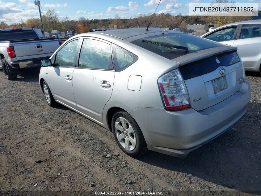 2008 Toyota Prius VIN: JTDKB20U487711852 Lot: 40722233