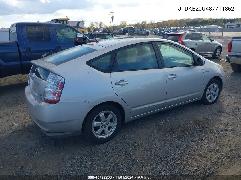 2008 Toyota Prius VIN: JTDKB20U487711852 Lot: 40722233