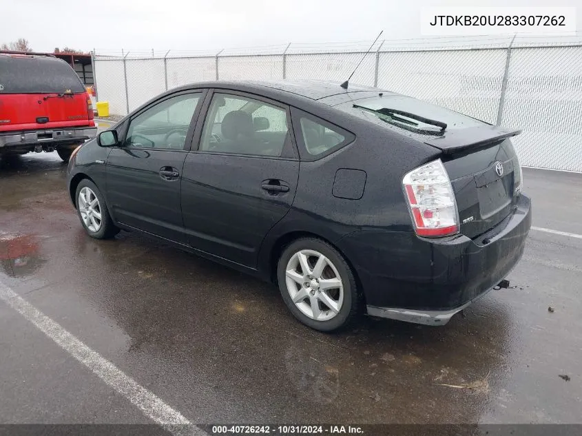 2008 Toyota Prius Touring VIN: JTDKB20U283307262 Lot: 40726242