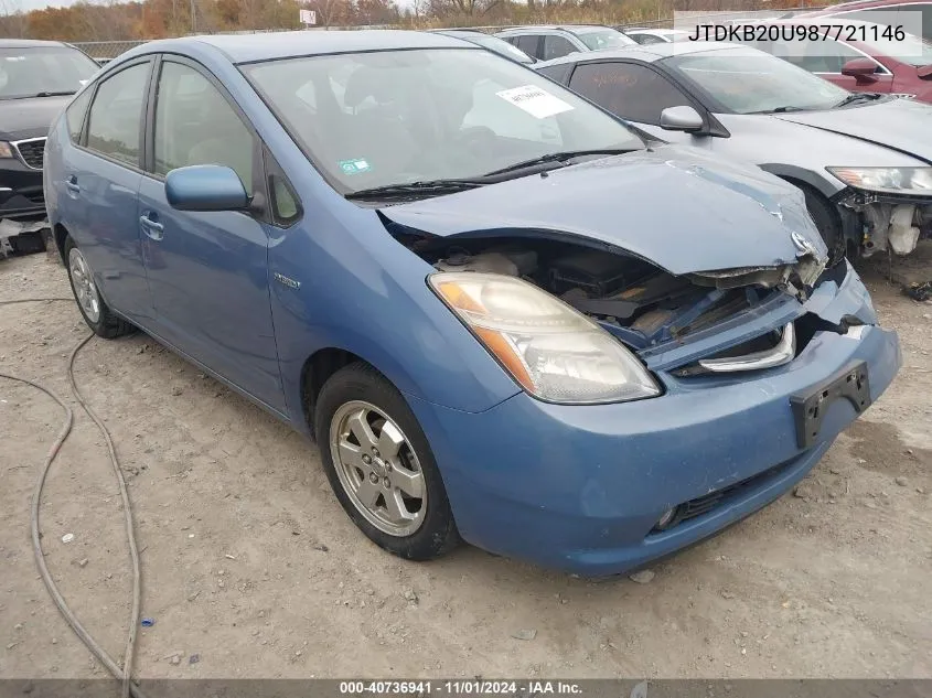 2008 Toyota Prius VIN: JTDKB20U987721146 Lot: 40736941