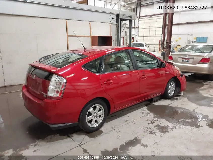 2008 Toyota Prius VIN: JTDKB20U983432727 Lot: 40740385