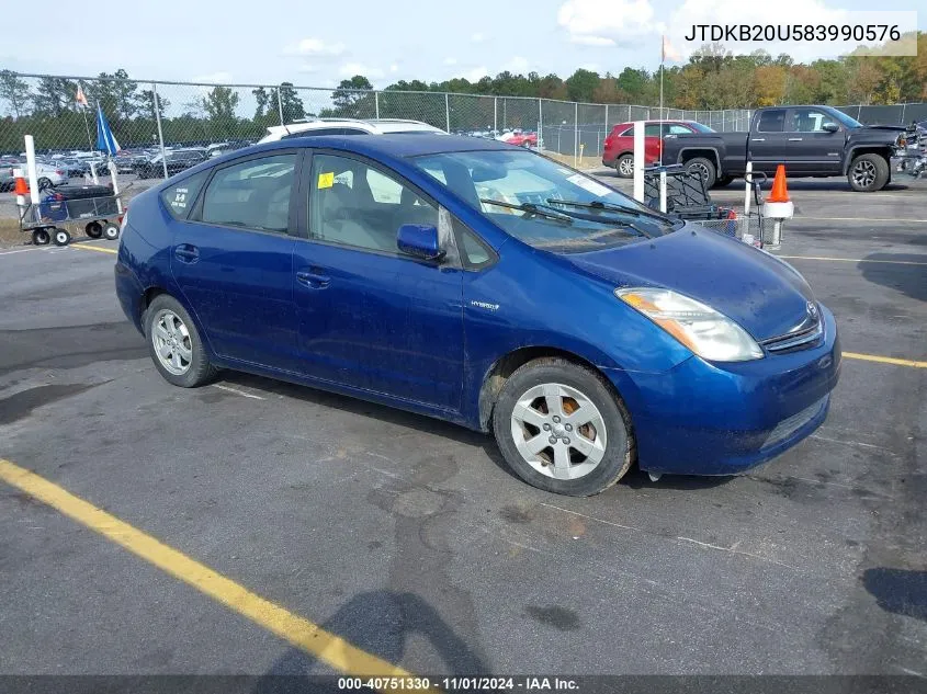 2008 Toyota Prius VIN: JTDKB20U583990576 Lot: 40751330