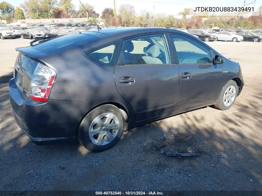 2008 Toyota Prius VIN: JTDKB20U883439491 Lot: 40752540