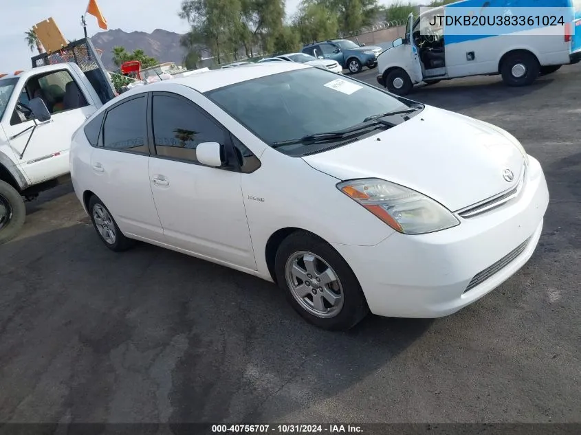 2008 Toyota Prius VIN: JTDKB20U383361024 Lot: 40756707