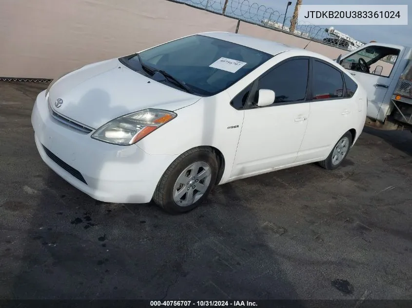 2008 Toyota Prius VIN: JTDKB20U383361024 Lot: 40756707