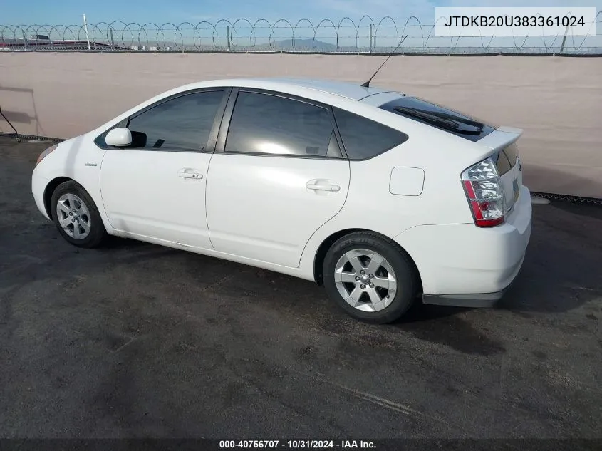 2008 Toyota Prius VIN: JTDKB20U383361024 Lot: 40756707