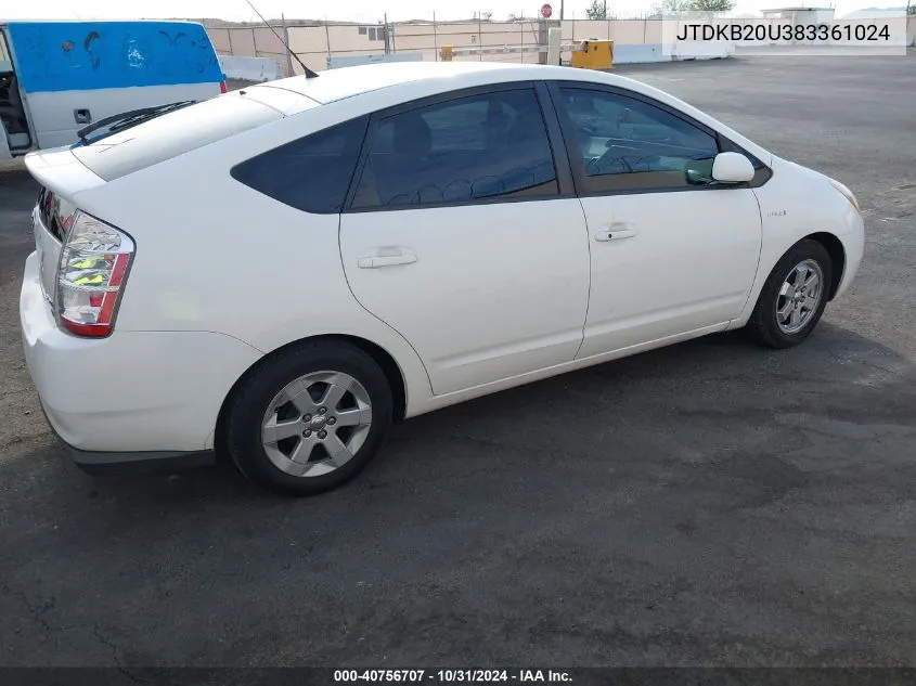 2008 Toyota Prius VIN: JTDKB20U383361024 Lot: 40756707