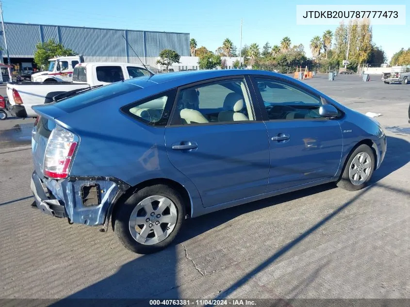 2008 Toyota Prius VIN: JTDKB20U787777473 Lot: 40763381