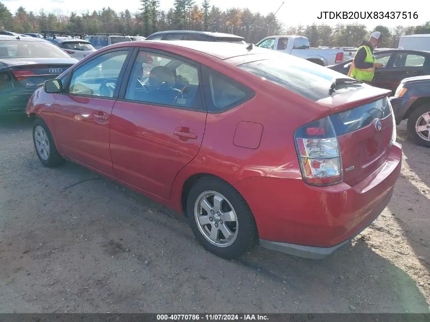 2008 Toyota Prius VIN: JTDKB20UX83437516 Lot: 40770786