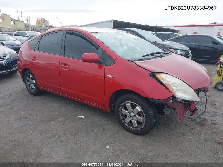 2008 Toyota Prius VIN: JTDKB20U783384967 Lot: 40773074