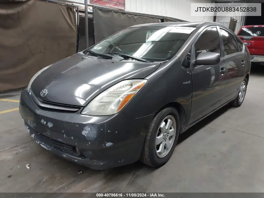 2008 Toyota Prius VIN: JTDKB20U883452838 Lot: 40786616