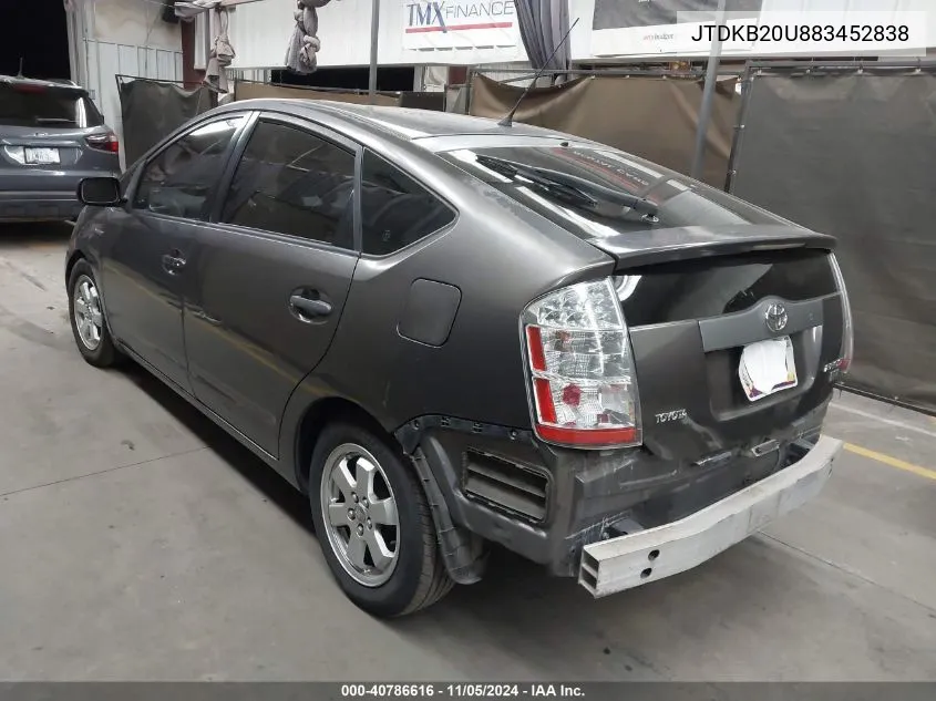 2008 Toyota Prius VIN: JTDKB20U883452838 Lot: 40786616