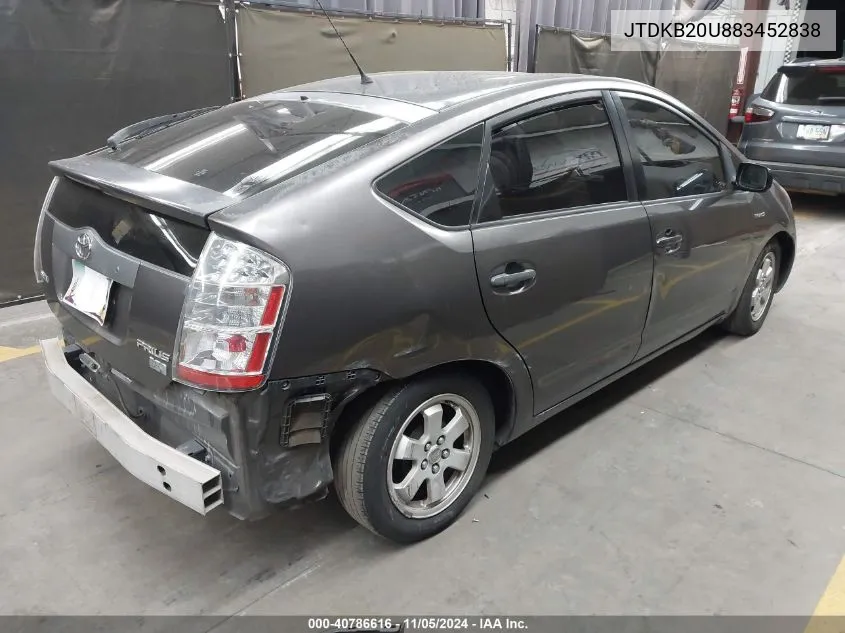 2008 Toyota Prius VIN: JTDKB20U883452838 Lot: 40786616