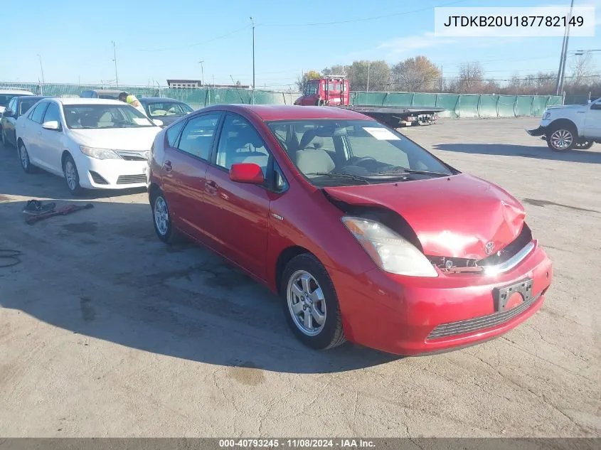 2008 Toyota Prius VIN: JTDKB20U187782149 Lot: 40793245