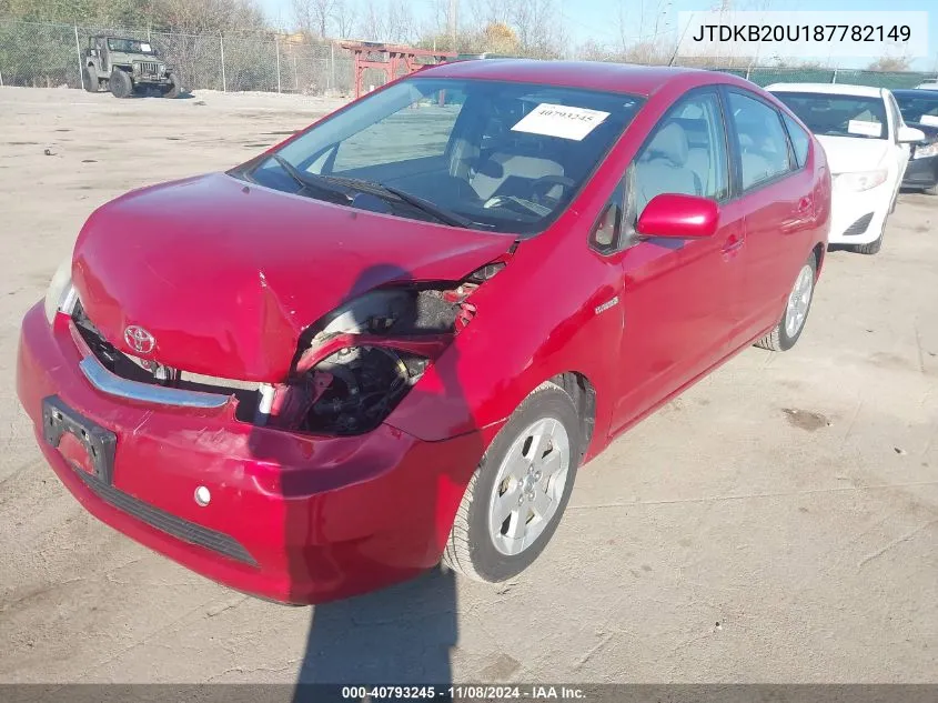 2008 Toyota Prius VIN: JTDKB20U187782149 Lot: 40793245