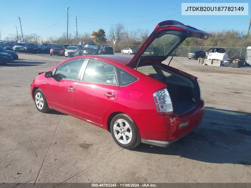 2008 Toyota Prius VIN: JTDKB20U187782149 Lot: 40793245