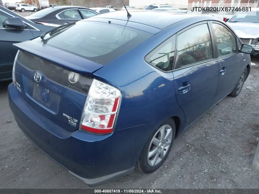 2008 Toyota Prius Touring VIN: JTDKB20UX87746881 Lot: 40807419