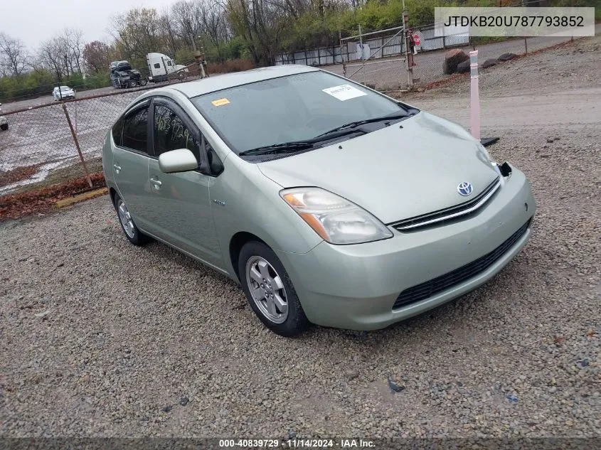 2008 Toyota Prius VIN: JTDKB20U787793852 Lot: 40839729