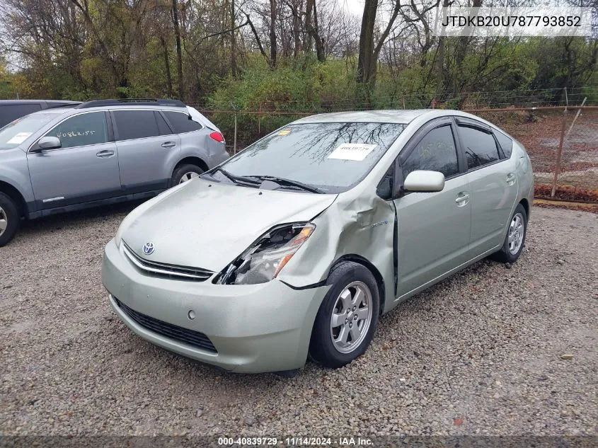 2008 Toyota Prius VIN: JTDKB20U787793852 Lot: 40839729