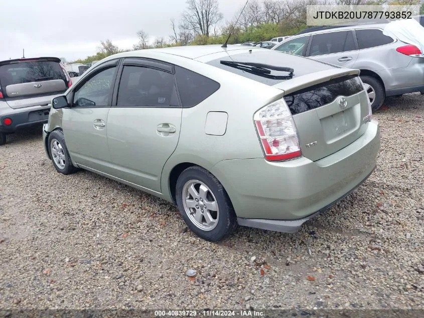 2008 Toyota Prius VIN: JTDKB20U787793852 Lot: 40839729