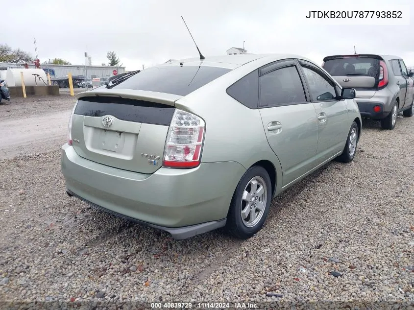 2008 Toyota Prius VIN: JTDKB20U787793852 Lot: 40839729